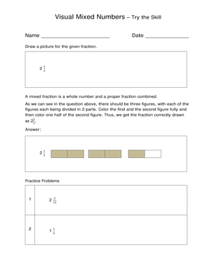 Visual Mixed Numbers Skill Worksheet