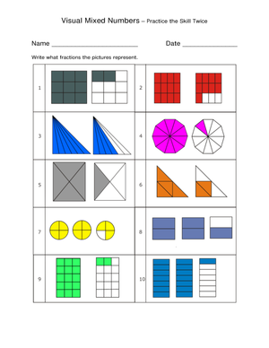Visual Mixed Numbers Practice Twice