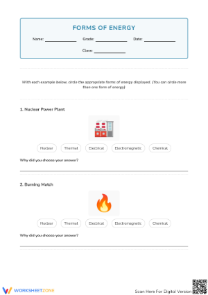 Forms of Energy Worksheet