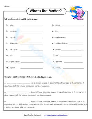 What's the Matter? Worksheet