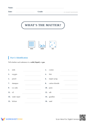 What's the Matter? Worksheet