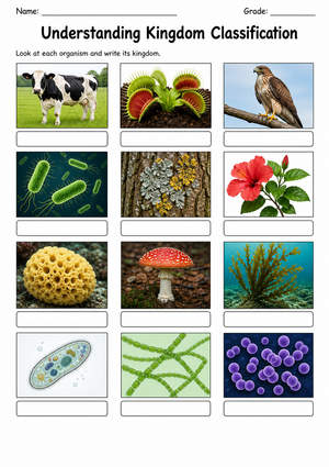 Kingdom Classification Essential Worksheet | Grade 10-12
