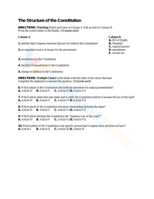 The Structure of the Constitution: A Civics Guide