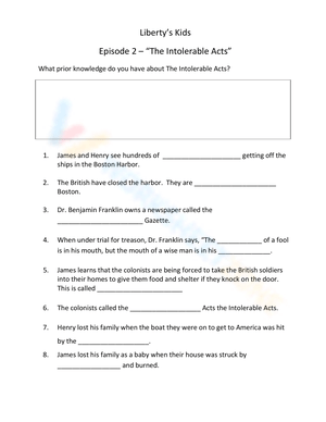 The Intolerable Acts: Liberty Kids Analysis