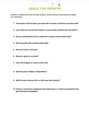 Would You Rather: An Engaging Activity