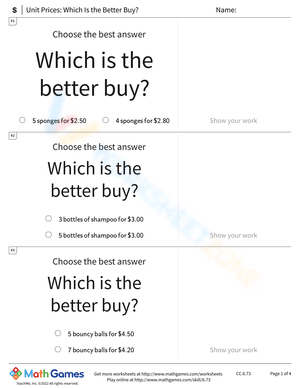 Which is the Better Buy? Worksheet