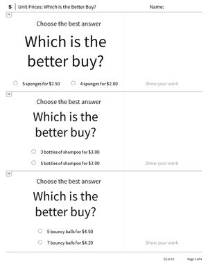 Which is the Better Buy? Worksheet