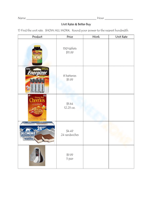 Better Buy Using Unit Rates Worksheet