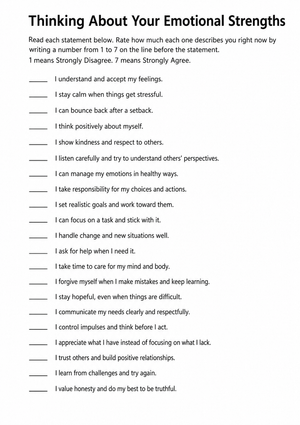 Thinking About Your Emotional Strengths Worksheet