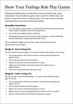 Show Your Feelings Role Play Games