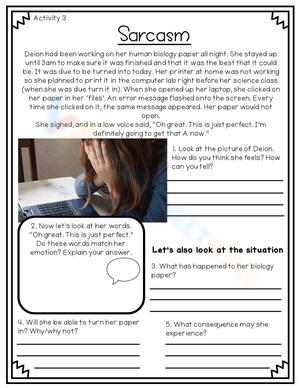 Understanding Sarcasm Social Skills Worksheet