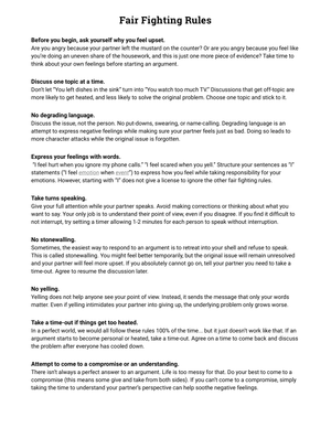 Fair Fighting Rules in Relationships