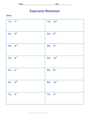 Practice with Exponents Worksheet