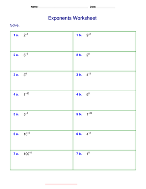 Master Negative Exponents with this Worksheet