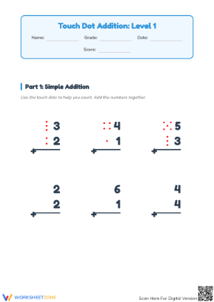 Addition Practice: Add 8-9 with Touch Dots