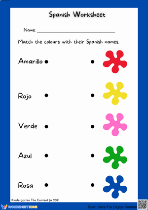 Learn Spanish Colors with this Worksheet