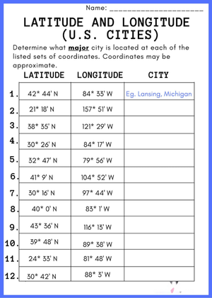 Identify US City with this Worksheet