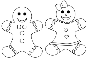 Gingerbread Boy and Girl Coloring Worksheet