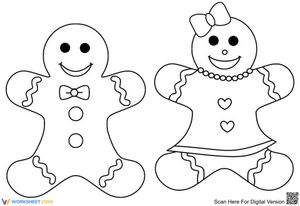 Gingerbread Boy and Girl Coloring Worksheet