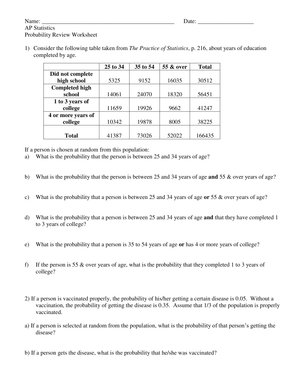 Comprehensive Probability Review Worksheet