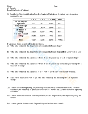 Comprehensive Probability Review Worksheet