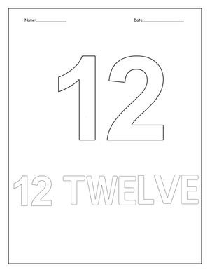 Color Number 12: Coloring Activity Worksheet