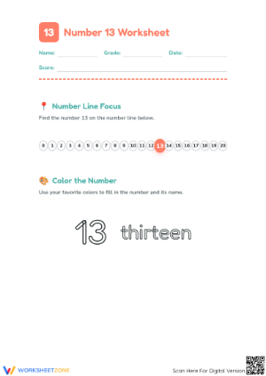Printable Number 13 Worksheet | Kindergarten Math Essential