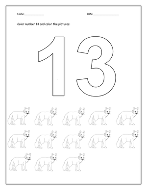 Color Number 13: Coloring and Picture Activity