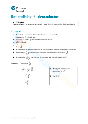 Practice Rationalizing the Denominator