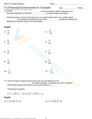 Rationalizing Denominators with Conjugates