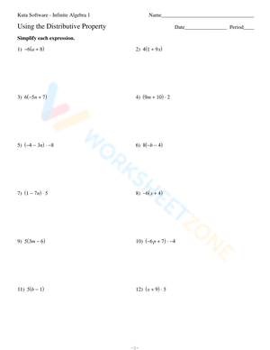 Using the Distributive Property: Worksheet