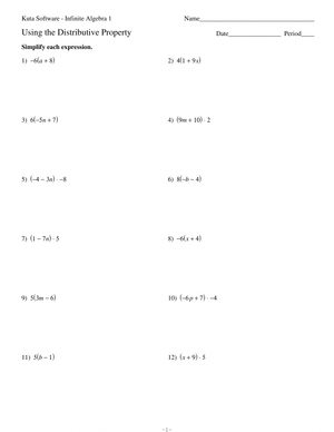 Using the Distributive Property: Worksheet
