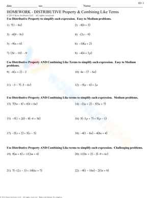 Distributive Property and Combining Terms