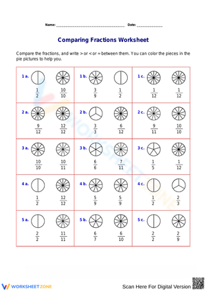 Fraction Comparison with Pie Charts