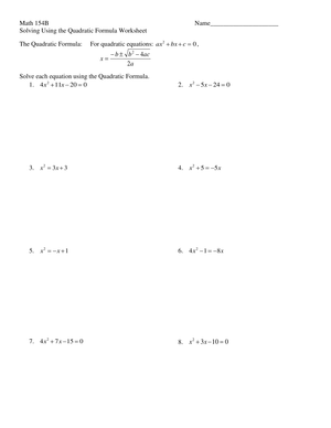 Solve with the Quadratic Formula