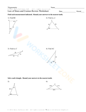 Law of Sines and Cosines Review