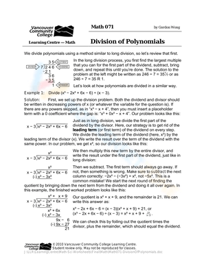 Practice Polynomial Division