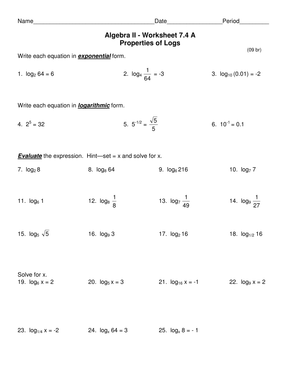 Practice Properties of Logs