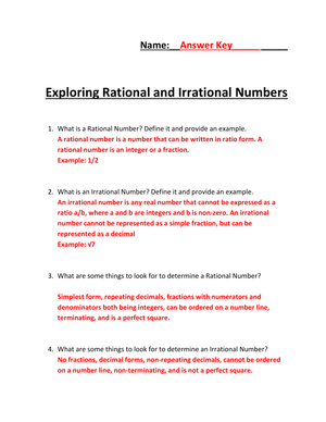 Exploring Rational and Irrational Numbers