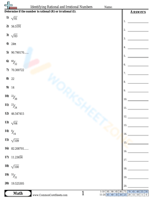 Identify Rational and Irrational Numbers