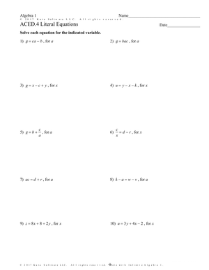 Literal Equations Practice