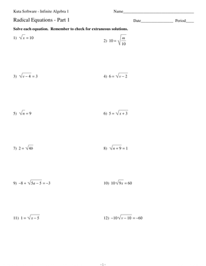 Radical Equations Part 1