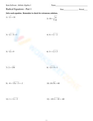 Radical Equations Part 1