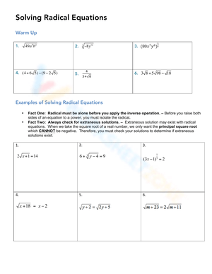 Solving Radical Equations