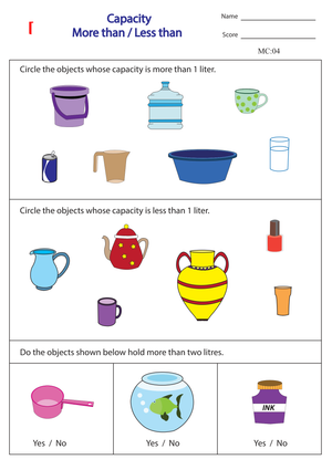More Than and Less Than Comparison Worksheet