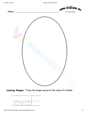Identifying Oval Shape Worksheet