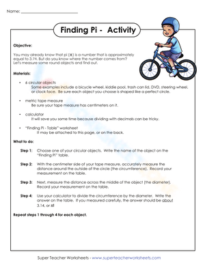 Finding Pi Worksheet