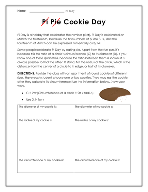 Cookie Day Math Worksheet
