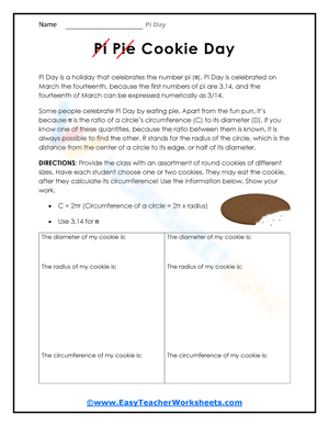 Cookie Day Math Worksheet