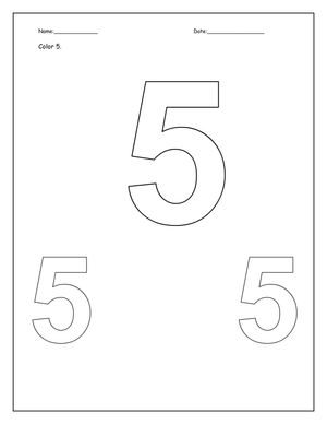 Recognizing Number Five Worksheet